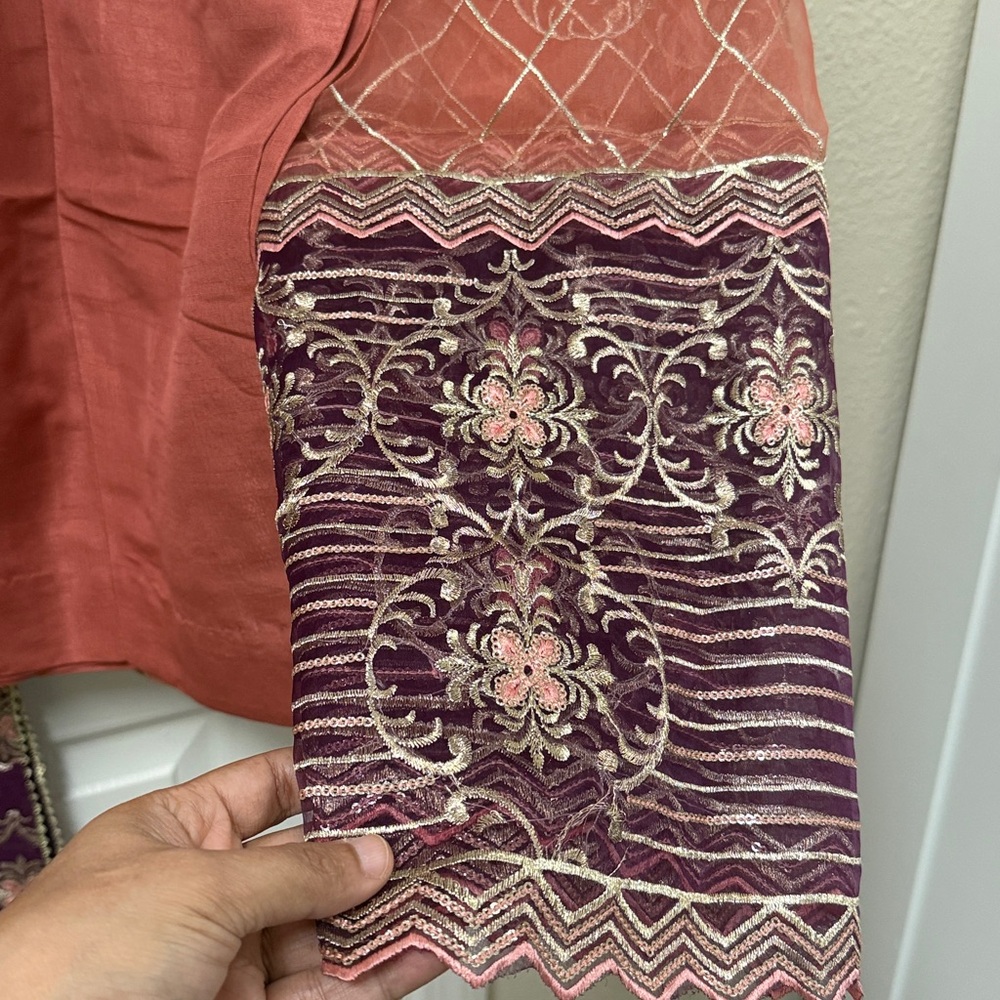 Pakistani Indian — Deep Purple Embroidered Salwar Kameez Custom Stictched #830 - Picture 7 of 10